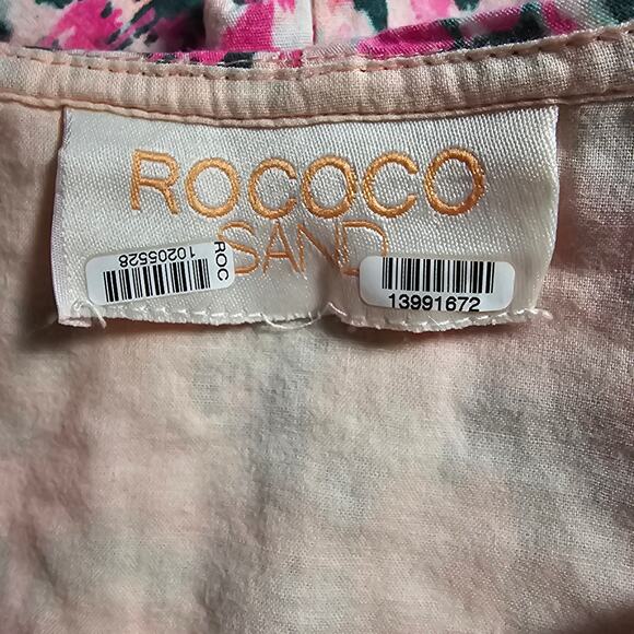 Rococo Sands Womans size S Mimi True Wrap Mini Dress Pink Long Watercolor Sleeve - Picture 6 of 8